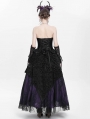 Black and Purple Gothic Beaded Embroidered Floral Layered Mesh Long Skirt