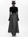 Black Gothic Cross Chain Pleated Wrap High Waist Long Skirt