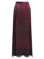 Red Gothic Cross Embroidered Pleated Wrap High Waist Long Skirt