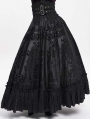 Black Gothic Double Buckle Belt Embroidered Lace Maxi Skirt