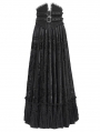 Black Gothic Double Buckle Belt Embroidered Lace Maxi Skirt