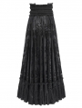 Black Gothic Double Buckle Belt Embroidered Lace Maxi Skirt