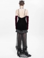 Black Gothic Beading Velvet Mesh Splicing Long Slip Party Dress