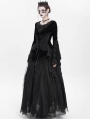 Black Gothic Lace Applique Flared Sleeve Velvet Top for Women
