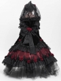 Black and Red Gothic Victorian Rose Embroidery Beading Hooded Gown Dress