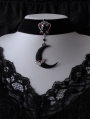 Black Gothic Bat Hollow Crescent Pendant Velvet Choker