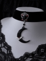 Black Gothic Bat Hollow Crescent Pendant Velvet Choker