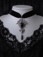 Black Velvet Vintage Gothic Bat Crystal Pendant Choker