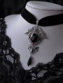 Black Velvet Vintage Gothic Bat Crystal Pendant Choker