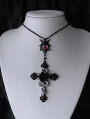 Black Gothic Dark Rose Snake Moon Cross Pendant Necklace