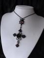 Black Gothic Dark Rose Snake Moon Cross Pendant Necklace