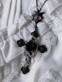 Black Gothic Dark Rose Snake Moon Cross Pendant Necklace