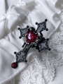 Black Gothic Red Heart Crystal Cross Ring