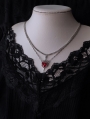Silver Sword Double Layered Heart Crystal Pendant Necklace