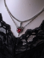 Silver Sword Double Layered Heart Crystal Pendant Necklace