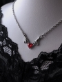 Silver Hands Gothic Red Heart Pendant Necklace