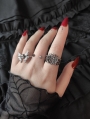 Silver Gothic Dark Baroque Carved Keyhole Ring