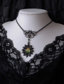 Black Gothic Night Moth Fantasy Crystal Pendant Necklace