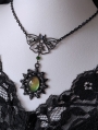 Black Gothic Night Moth Fantasy Crystal Pendant Necklace