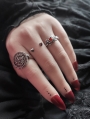 Silver Punk Gothic Blood Rose Red Crystal Ring