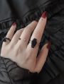 Silver and Black Punk Gothic Coffin Ring
