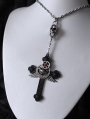Black Gothic Crow Pentagram Skull Wings Cross Pendant Necklace