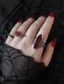 Silver Vintage Gothic Vampire Coffin Skull Ring