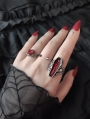 Silver Vintage Gothic Vampire Coffin Skull Ring