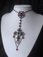 Silver Metal Flaming Sacred Heart Cross Pendant Necklace