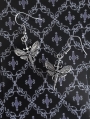 Silver Punk Gothic Skull Moth Drop Earrings