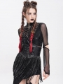 Black Gothic Punk Studded Tassel Underbust Girdle