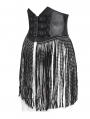 Black Gothic Punk Studded Tassel Underbust Girdle