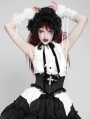 Black Gothic Cross Embroidery Ruffle Underbust Girdle