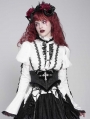 Black Gothic Cross Embroidery Ruffle Underbust Girdle