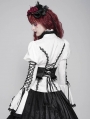 Black Gothic Cross Embroidery Ruffle Underbust Girdle