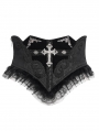 Black Gothic Cross Embroidery Ruffle Underbust Girdle