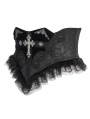 Black Gothic Cross Embroidery Ruffle Underbust Girdle
