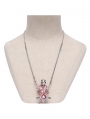 Silver and Red Gothic Skeleton Pearl Pendant Necklace