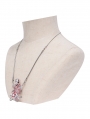 Silver and Red Gothic Skeleton Pearl Pendant Necklace