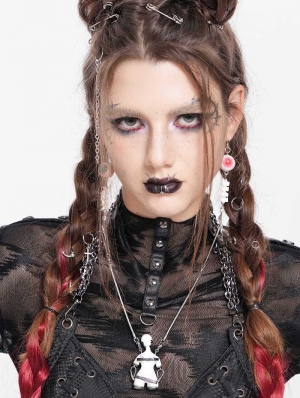 White Gothic Punk Bondage Pendant Necklace