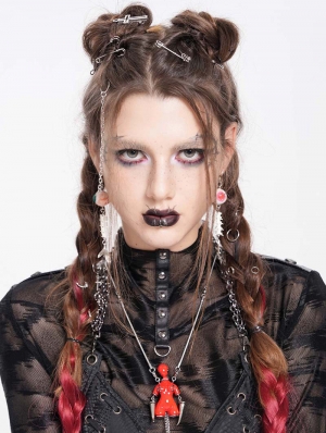 Red Gothic Punk Bondage Pendant Necklace