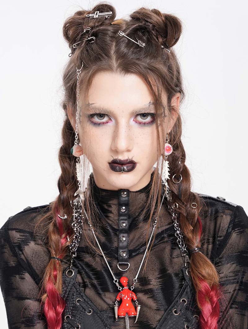 Red Gothic Punk Bondage Pendant Necklace