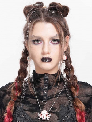 White Gothic Demon Crystal Pendant Necklace