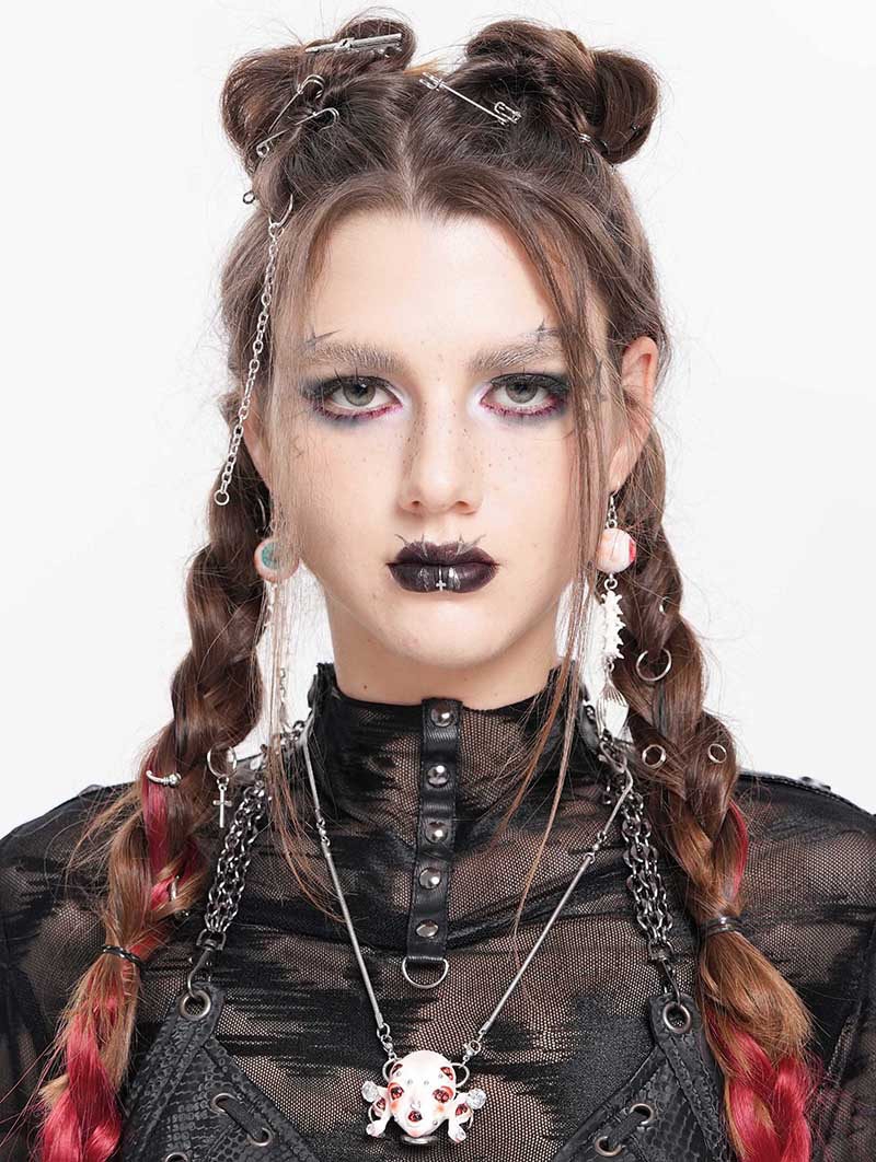 White Gothic Demon Crystal Pendant Necklace