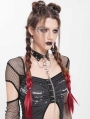 Black Gothic Skull Chain Pendant Faux Leather Choker