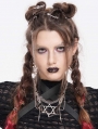 Silver Punk Pentagram Pendant Layered Chain Necklace