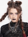 Silver Punk Pentagram Pendant Layered Chain Necklace