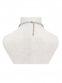 Silver Punk Pentagram Pendant Layered Chain Necklace