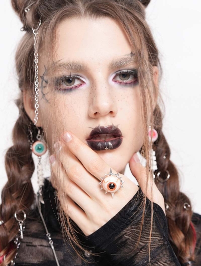 Silver Bloody Gothic Eyeball Ring