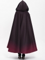 Black and Red Gothic Hooded Embroidered Fur Long Cloak for Women